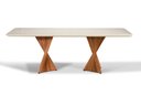 Ver imagem 2 de Mesa de Jantar 06 Lugares 180cm x 105cm, Base em Madeira Maciça e Tampo Off White