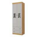 Ver imagem 2 de Guarda-roupa Infantil 62cm 2 Portas com Vidro e 2 Gavetas Teddy Multimóveis Mp4486 Madeirado/off