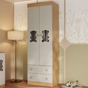 Ver imagem 1 de Guarda-roupa Infantil 62cm 2 Portas com Vidro e 2 Gavetas Teddy Multimóveis Mp4486 Madeirado/off