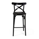 Ver imagem 1 de Banqueta Katrina com Encosto em Aço Preto Assento em Corano para Bancada de Cozinha Design - Preto