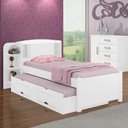 Ver imagem 1 de Cama Solteiro com Cama Auxiliar - Milênio Plus-Branco - Móveis D'Doro