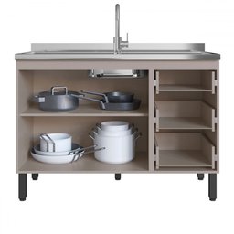 Cozinha Compacta Ébano 9 Portas 3 Gavetas Fumê/grafite - Quiditá Móveis - 3