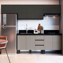 Ver imagem 1 de Cozinha Compacta Ébano 9 Portas 3 Gavetas Fumê/grafite - Quiditá Móveis