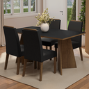 Ver imagem 1 de Conjunto Sala de Jantar Tampo de Madeira 4 Cadeiras Rustic/preto/oxford Évora Madesa