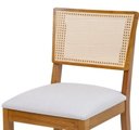 Ver imagem 4 de Cadeiras Madeira Maciça com Assento Estofado e Encosto em Rattan Natural – 2 Unidades
