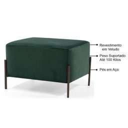 Puff Decorativo 60cm Base Aço Status B-303 Veludo Verde Musgo- Domi - 2