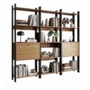 Ver imagem 2 de Estantes Escritório Home Office 189x178cm com 15 Prateleiras 2 Portas Mel/Preto