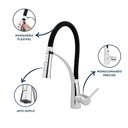 Ver imagem 4 de Torneira Misturador Monocomando de Mesa para Cozinha Bica Alta 1/2'' Flex com Ducha Preto Addra