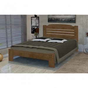 Cama Solteirão (solteiro Extra) Dubai de Madeira Maciça Angelim Pedra/tauari - Cor Imbuia