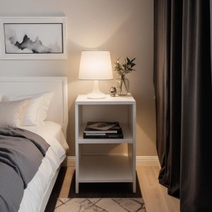 Mesa de Cabeceira Branca 49x30x25 Cm - Ideal para Quarto Moderno e Organizado