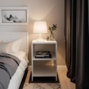 Ver imagem 1 de Mesa de Cabeceira Branca 49x30x25 Cm - Ideal para Quarto Moderno e Organizado