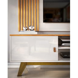 Rack Viena com Painel Grécia Sala de Estar Rgl 1.8 P/ Tv até 70 Pol -oferta:off White/naturale - 2