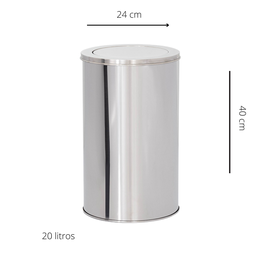 Lixeira em Aço Inox 20l Basculante Redonda 24x40 - 3