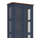 Ver imagem 3 de Cristaleira Rústica 2 Portas 3 Prateleiras e Pés Torneados - Azul Bic com Tampo e Base Imbuia Glazer