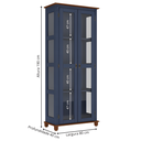 Ver imagem 4 de Cristaleira Rústica 2 Portas 3 Prateleiras e Pés Torneados - Azul Bic com Tampo e Base Imbuia Glazer