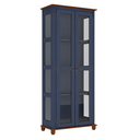 Ver imagem 2 de Cristaleira Rústica 2 Portas 3 Prateleiras e Pés Torneados - Azul Bic com Tampo e Base Imbuia Glazer