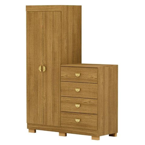 Guarda Roupa Cômoda 4 Gavetas 120cm Rita Nature V02 - Mpozenato