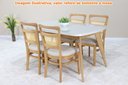Ver imagem 2 de Mesa Tayla Tampo Vidro Fendi Claro Base Amêndoa 140cm - 69565