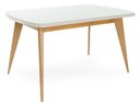 Ver imagem 1 de Mesa Tayla Tampo Vidro Fendi Claro Base Amêndoa 140cm - 69565