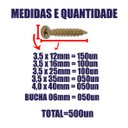 Ver imagem 4 de Kit 500 Parafusos Chipboard Philips e Buchas + Maleta