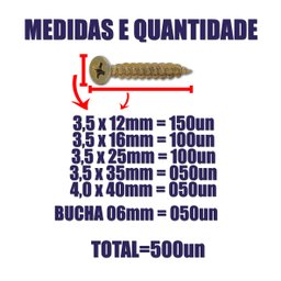 Kit 500 Parafusos Chipboard Philips e Buchas + Maleta - 4