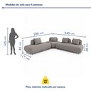 Ver imagem 3 de Sofá de Canto Modulado Orgânico com Almofadas e Base Madeira Maciça 280CMX340CM Madri