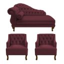 Ver imagem 1 de Divã Larissa 185 cm e 2 Poltronas Genesis Suede Vermelho Bordo - LM DECOR