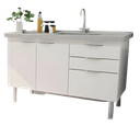 Ver imagem 1 de Gabinete Cozinha Armário 3 Gavetas 2 Portas Multiuso 144cm:branco