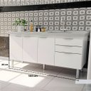 Ver imagem 3 de Gabinete Cozinha Armário 3 Gavetas 2 Portas Multiuso 144cm:branco