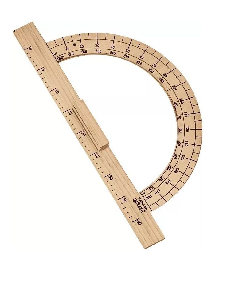 Kit Geométrico do Professor Com 1 Transferidor Em MDF 180 Graus + 1 Compasso Para Giz 40 cm + 1 Esqu - 4