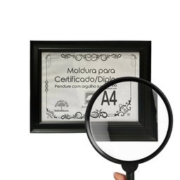 Moldura A4 Quadro Certificado Diploma Premium e Tela Acetato Arte na Arte Moldura A-4 Moldura Preta - 2