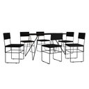 Ver imagem 2 de Mesa Jantar Retangular Industrial Trama 1,50x0,90m Preta com 6 Cadeiras Estofadas Pretas Vitória
