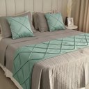 Ver imagem 6 de Peseira Drapeada Veludo Luxo 2,15x0,50m Dupla Face cama casal Verde Menta