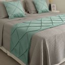 Ver imagem 5 de Peseira Drapeada Veludo Luxo 2,15x0,50m Dupla Face cama casal Verde Menta