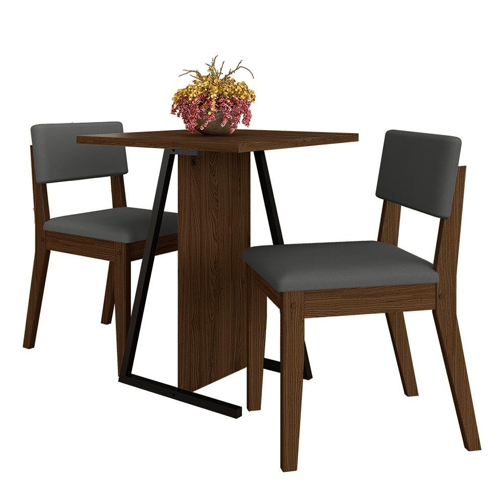 Conjunto de Mesa com 2 Cadeiras Arkansas Imbuia/cinza - M. Arapongas Imbuia/suede Cinza - 1