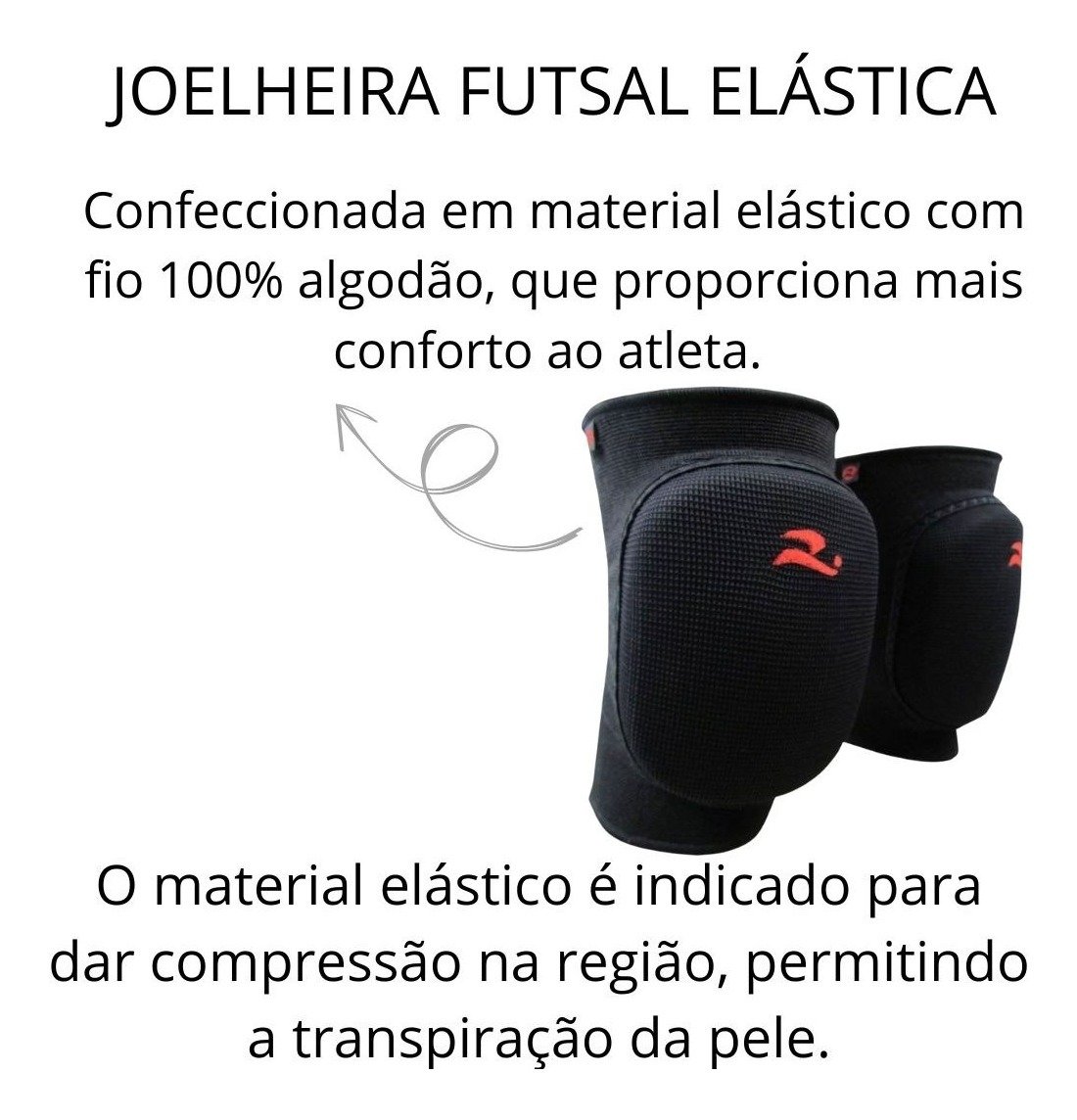 Joelheira Futsal Profissional Compressão Realtex Elástica - Preto - G - 4
