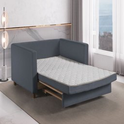 Sofa Cama Frisa Colchao Casal Pes de Madeira Talento Móveis - 3