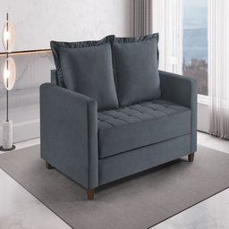 Sofa Cama Frisa Colchao Casal Pes de Madeira Talento Móveis - 1
