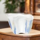 Ver imagem 2 de Vaso Decorativo Ceramica Branco e Azul Florarte 20cm