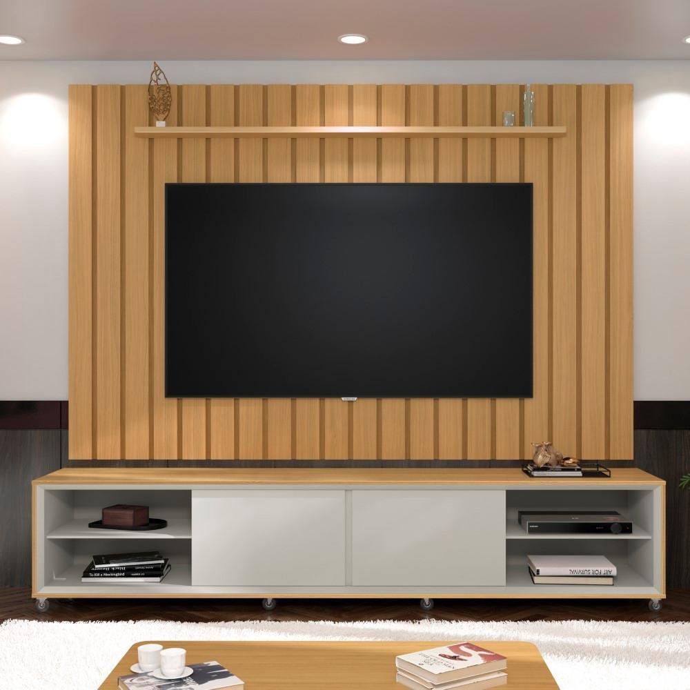 Rack com Painel para TV até 75 Polegadas Ripado Malásia 260cm Cor