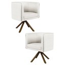 Ver imagem 1 de Kit 2 Poltronas Decorativas Base Giromad Madeira Betina B-443 Linho Bege - Domi