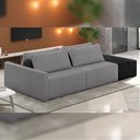 Ver imagem 2 de Sofá Ilha Modular para Sala 232cm com Puff Dublin K01 Bouclê Cinza e Sintético Preto - Lyam Decor