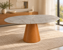 Ver imagem 3 de Mesa de Jantar Oval 140x90cm em MDF Pietra Bronze