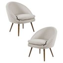 Ver imagem 1 de Kit 2 Poltronas Decorativas Pés Palito Rafa C-107 Linho Bege - Domi