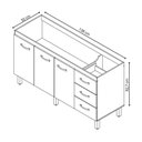 Ver imagem 5 de Balcão Gabinete para Pia Carina 140cm sem Tampo - Branco