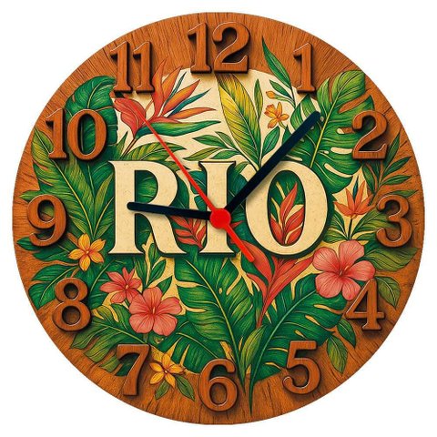 Relógio de Parede - Rio de Janeiro -efeito 3d -25x25x2cm