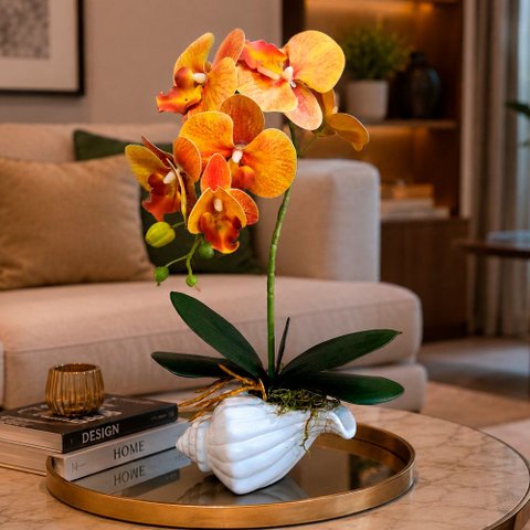 Arranjo Orquídea Vaso Artificial Decoração Enfeite Casa 40cm