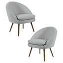 Ver imagem 1 de Kit 2 Poltronas Decorativas Pés Palito Rafa C-315 Linho Cinza Claro - Domi