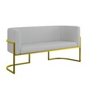 Ver imagem 1 de Sofá Namoradeira Bouclê 2 Lugares Moderna Base Metal Gold Cinza