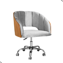 Ver imagem 1 de Cadeira Poltrona Nicole Pés Rodinhas Com Regulagem de Altura Veludo Cinza Claro